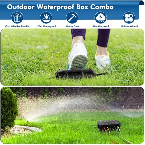 XL Outdoor Box w/ 6 Cable Seal Entry, Weatherproof Extension Cover, Black. - Picture 5 of 6